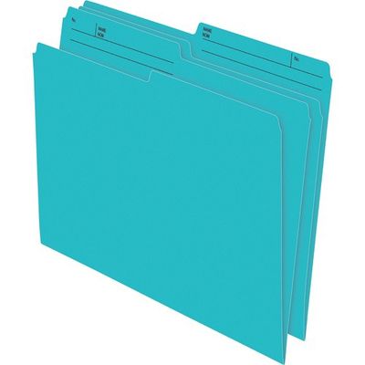 Pendaflex 1/2 Tab Cut Letter, Teal File Folders, 8 1/2" x 11", Box of 100