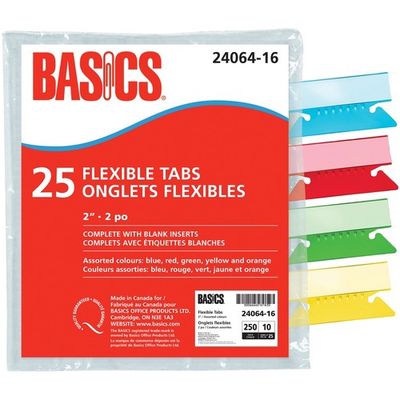 2" Hanging File Folder Tabs, Assorted Colours, 25 Pack