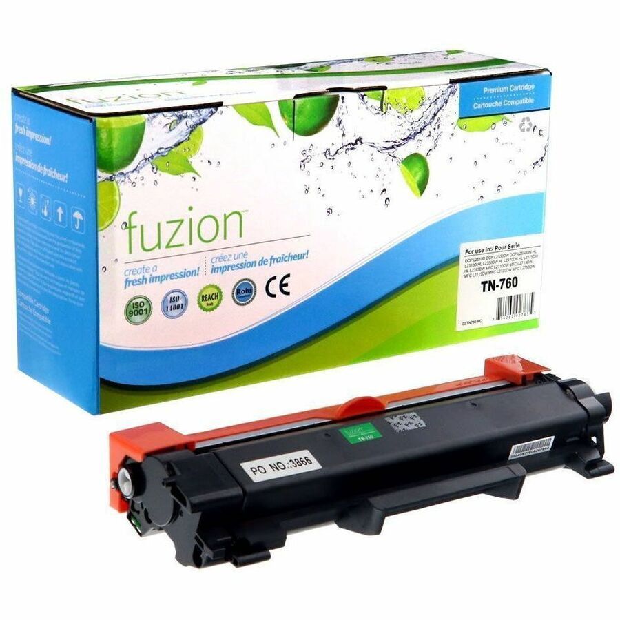 Brother TN760 Black Toner Cartridge, Fuzion Compatible
