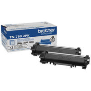 Brother TN760 Black Toner Cartridge, Dual Pack