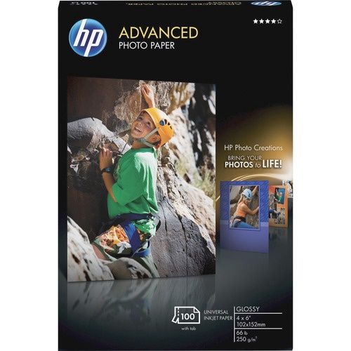 HP Inkjet Photo Paper, Glossy, 4" x 6", 100 Pack