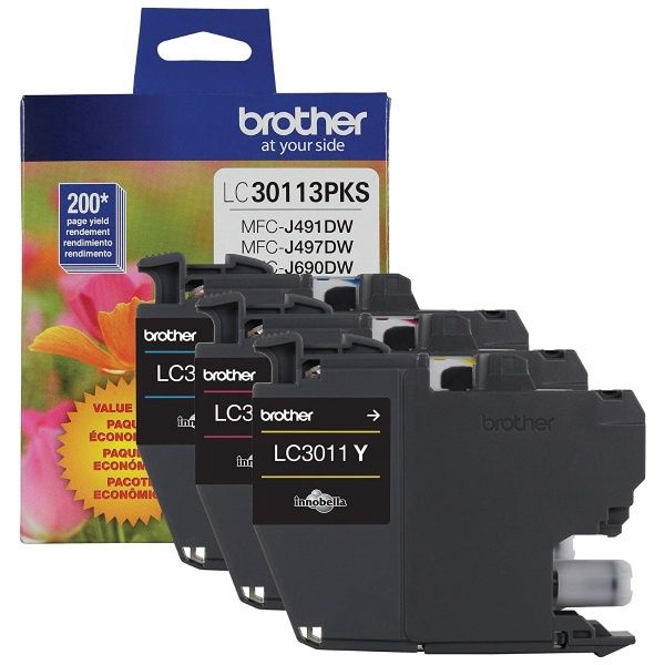 Brother LC30113PKS Colour Ink Cartridge, 3 Pack