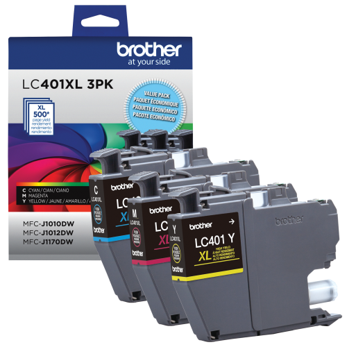 Brother LC401XL3PKS High Yield Colour Ink Cartridges, 3 Pack