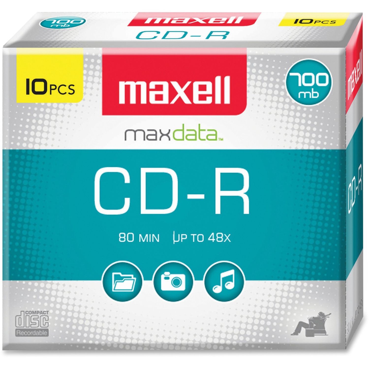 Maxell CD-R Recordable Media, 48x, 700 MB, 10 Pack