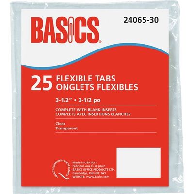 Flexible Clear Tabs With Blank Inserts, 3 5", 25 Pack