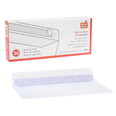 #10 Peel &amp; Seal Security Envelope, 30 pack