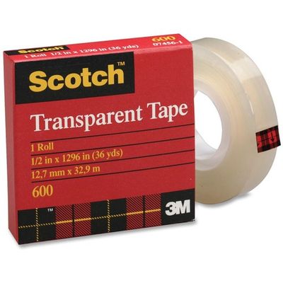 3M Scotch Transparent Tape, Refills, 12.7mm x 32.9m