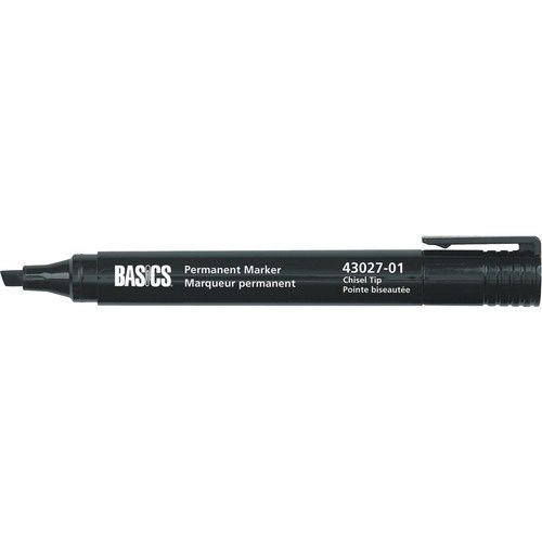 Basics Permanent Markers, Chisel Tip, Black, Box of 10