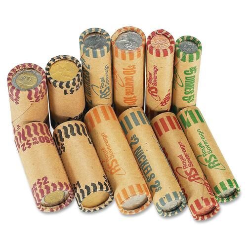 Paper Tube Coin Roll Wrappers, Assorted, 36 Pack