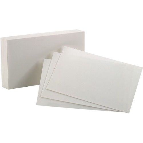 Blank Index Cards, 5 X 8 White, Pack of 100