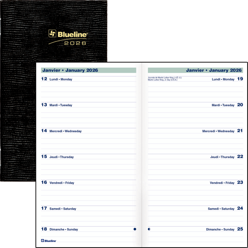 Blueline Essential Two-Week Pocket Planner, Bilingual, 6 x 3 1/2
