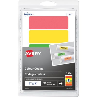 Avery Removable Rectangular Colour Coding, Labels  1 X 3