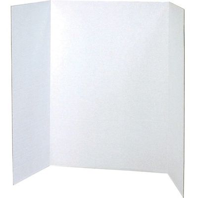 Presentation Board , 48" Height x 36" Width - White, Tri-fold