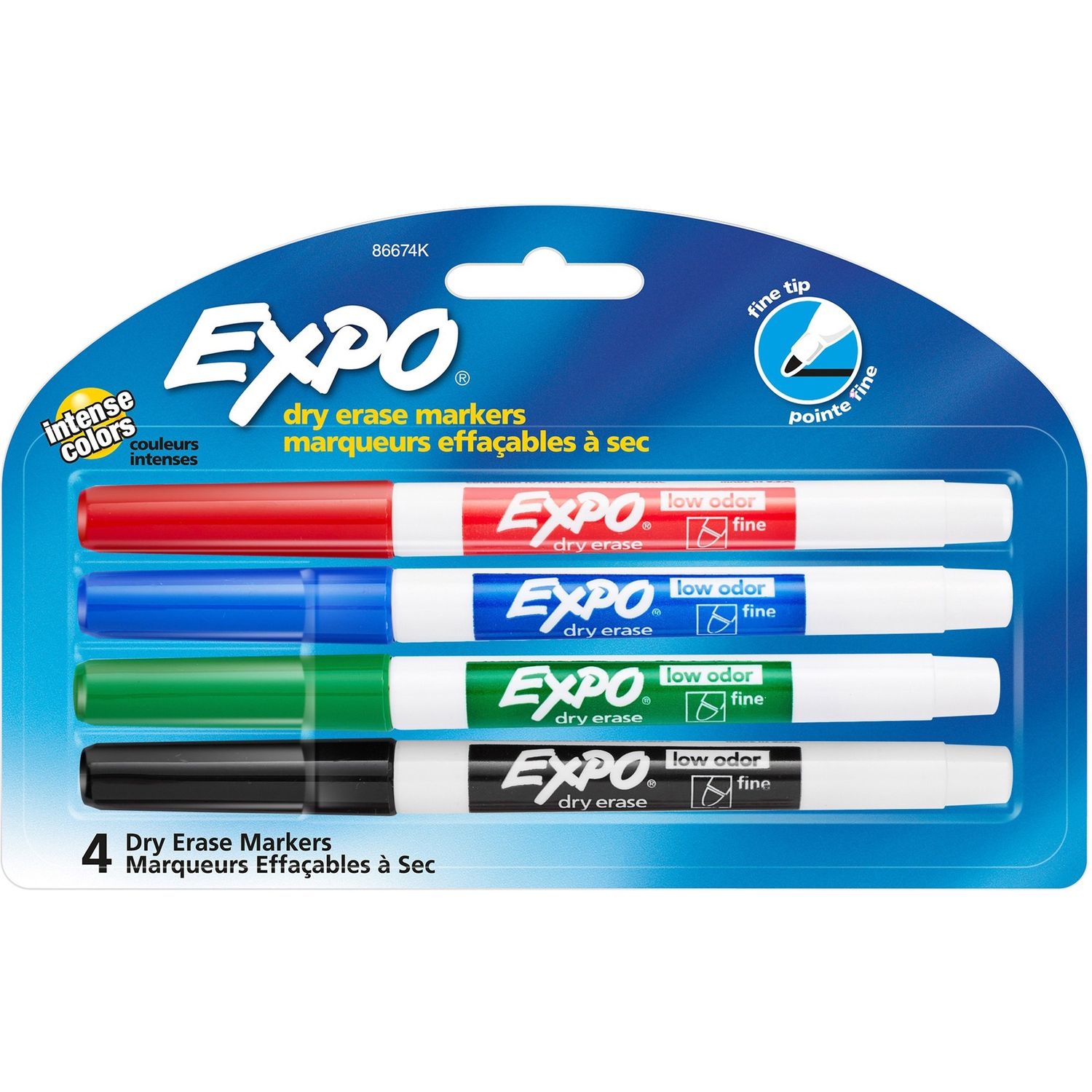 Expo Dry Erase Markers, 4 Pack Colours, Fine Tip