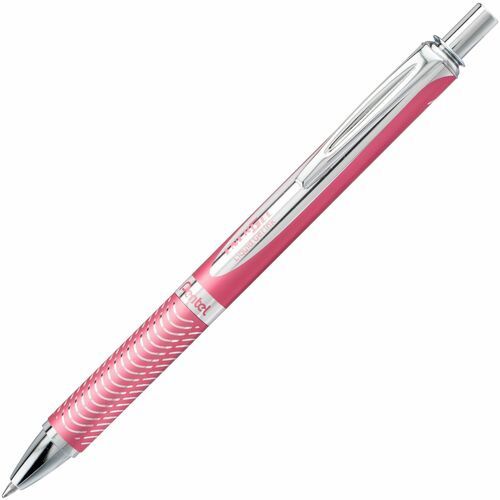 Pentel EnerGel Alloy Retractable Gel Pen, 0.7mm, Pink Barrel, Black Ink