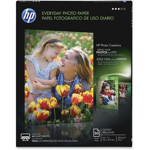 HP Everyday Glossy Photo Paper, 8 1/2" x 11", Pack of 50