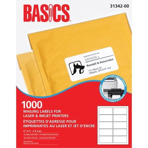 Basics 4 X 2 Mailing Labels 31342-00
