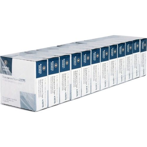 Business Source All-purpose Transparent Glossy Clear Tape,  27.8 yd x 0.75",  1" Core, 12 Pack