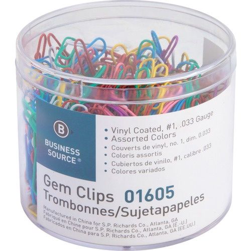 Gem Clips #1, Vinyl Coated, Assorted Colours