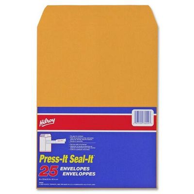 Hilroy Press-It Seal-It Kraft Adhesive Envelopes, 9 x 12, Singles