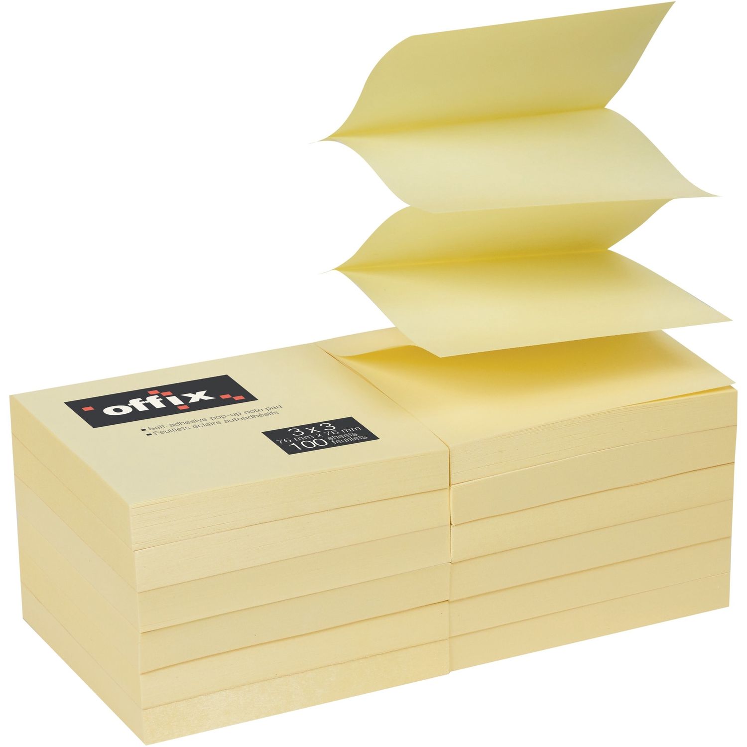 Offix Adhesive Note, Pop-Up Post It Notes, 3 X 3, 12 Pack