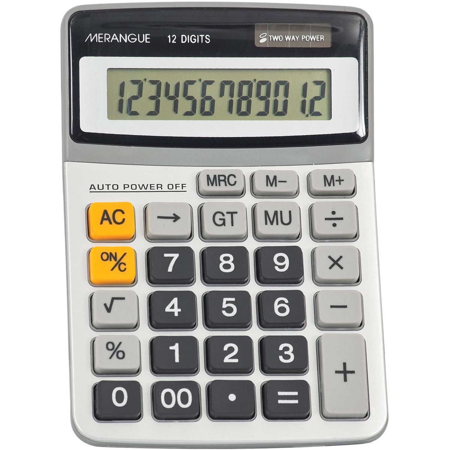 12-Digit Desktop Calculator,12 Digits - Battery/Solar Powered
