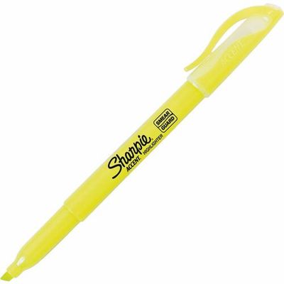 Sharpie Highlighter, Pocket, Chisel Tip, Fluorescent Yellow, Box of 12