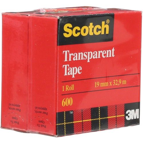 3M Scotch Transparent Tape, 19mm x 32.9m, 10 Pack