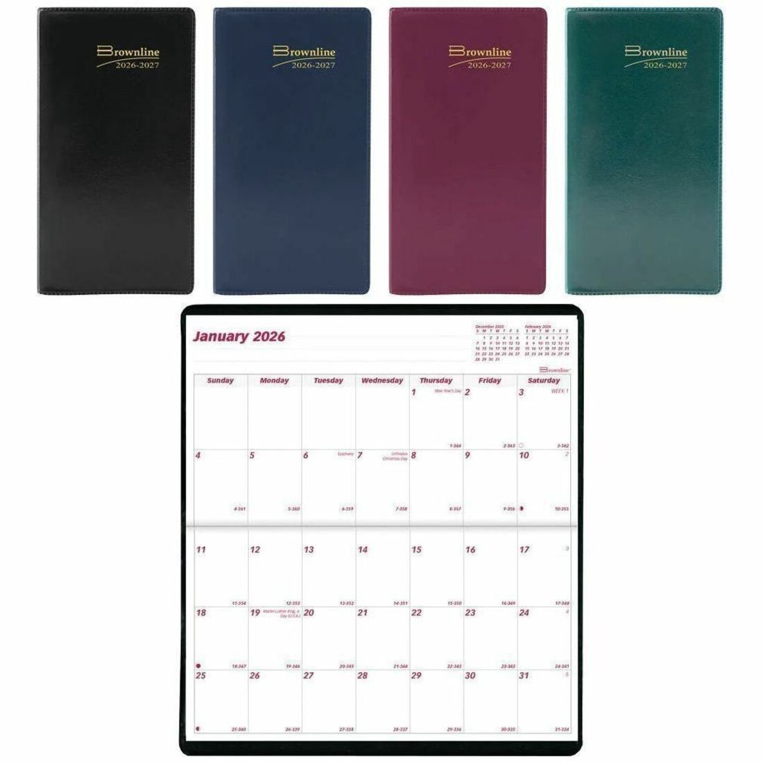 Brownline 24-Month Pocket Planner, 6-1/2" x 3-1/2",  Assorted Colours