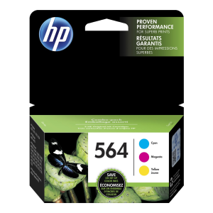 HP 564 Cyan, Magenta &amp; Yellow Ink Cartridges, 3 Pack