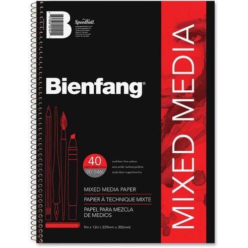 Bienfang Mixed Media Pad, 40 Sheets, 90 lb, 9" x  12"