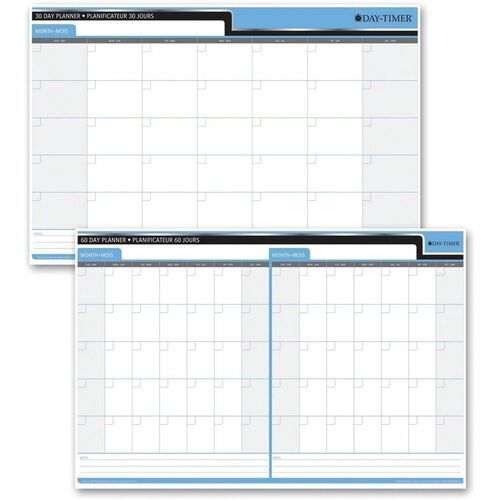 Quartet 30/60 Day Laminated Planner, Monthly, 24" x 36", Bilingual