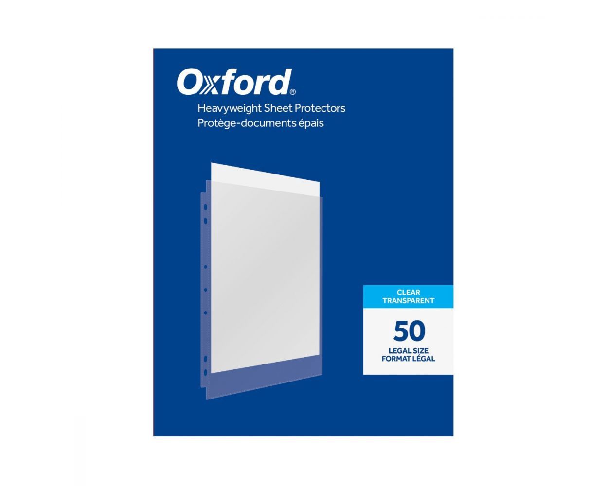 Oxford Heavyweight Sheet Protectors, Clear,  Legal Size, 8.5 x 14, 7 hole, Package of 50