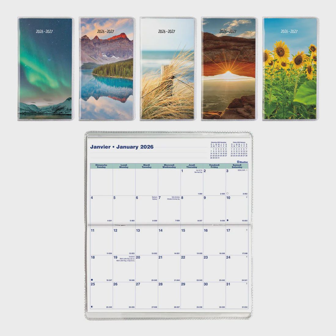 Two-Year Monthly Pocket Planner, Assorted Designs, 2026-2027, Bilingual