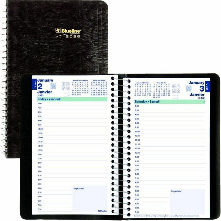Blueline Daily Planner 8"x 5" Spiral Bind 2026