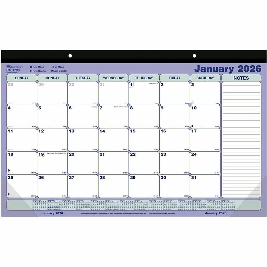 Blueline Monthly Desk Pad/Wall Calendar 17-3/4" x 10-7/8"