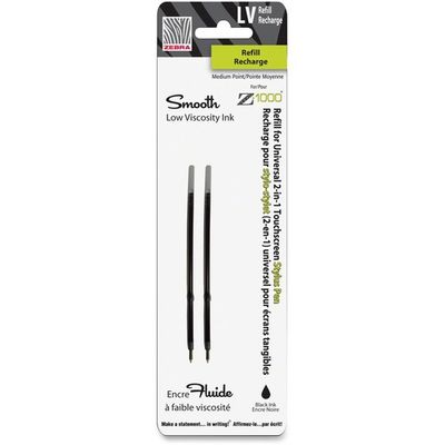 Zebra Z-1000 Pen refill, 1 mm, Medium, Black, 2 Pack