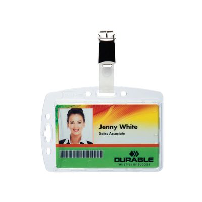 DURABLE Rotating Strap Clip ID Card Holder, 3 Pack