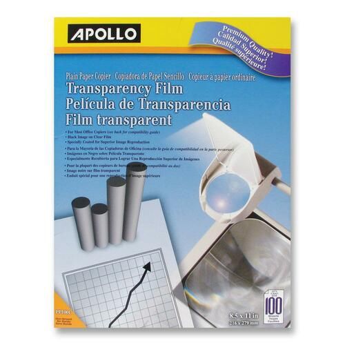 Apollo Transparency Film, Clear,  2 lb Basis Weight, Box of 100