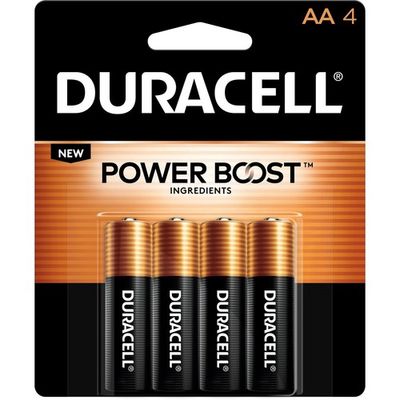 Duracell Coppertop Alkaline AA Battery, 4 Pack