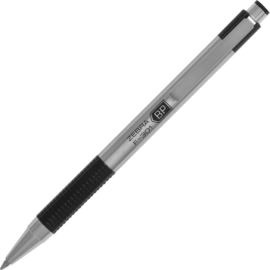 Zebra F-301 Retractable Stainless Steel Ballpoint Pens, Fine, 0.7 mm, Black