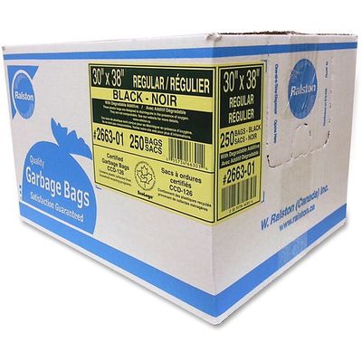 Ralston Black Regular-Strength Industrial Bags, 30" x 38", Box of 250