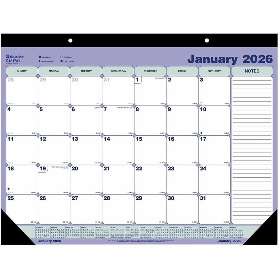 Blueline Monthly Desk/Wall Calendars, 16 x 21 1/4