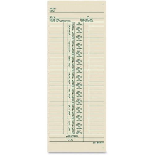 TOPS Time Cards 3 1/2" x 9", Pack of 250