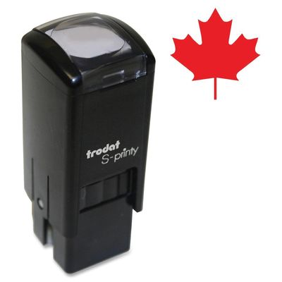 Trodat Self Inking Stamp, 4921 S-printy, Maple Leaf,  Red Ink