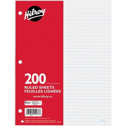 Hilroy 7mm Ruled With Margin Filler Paper, 200 Sheets