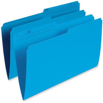 Pendaflex 1/2 Tab Legal File Folder, Blue, Box of 100