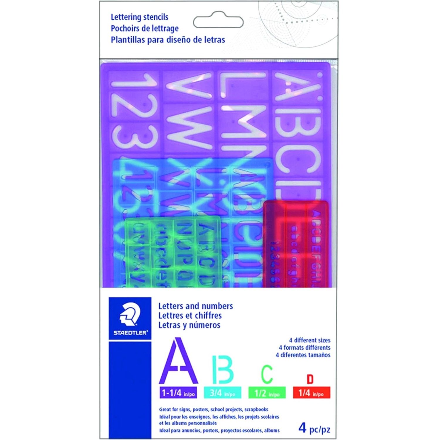 Staedtler Lettering Stencils, 4 Pack