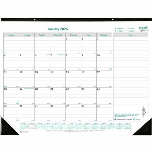 Brownline Ecologix Monthly Desk Pad, 17" x 22"