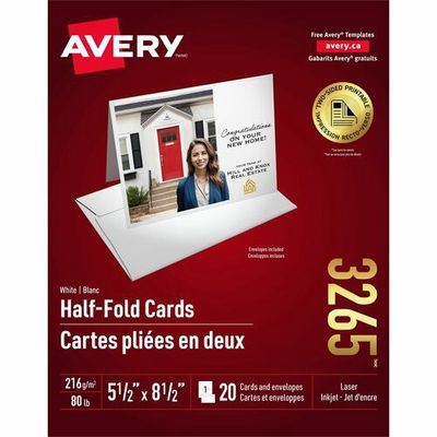 Avery Half-Fold Greeting Cards for Inkjet Printers, 5½" x 8½"